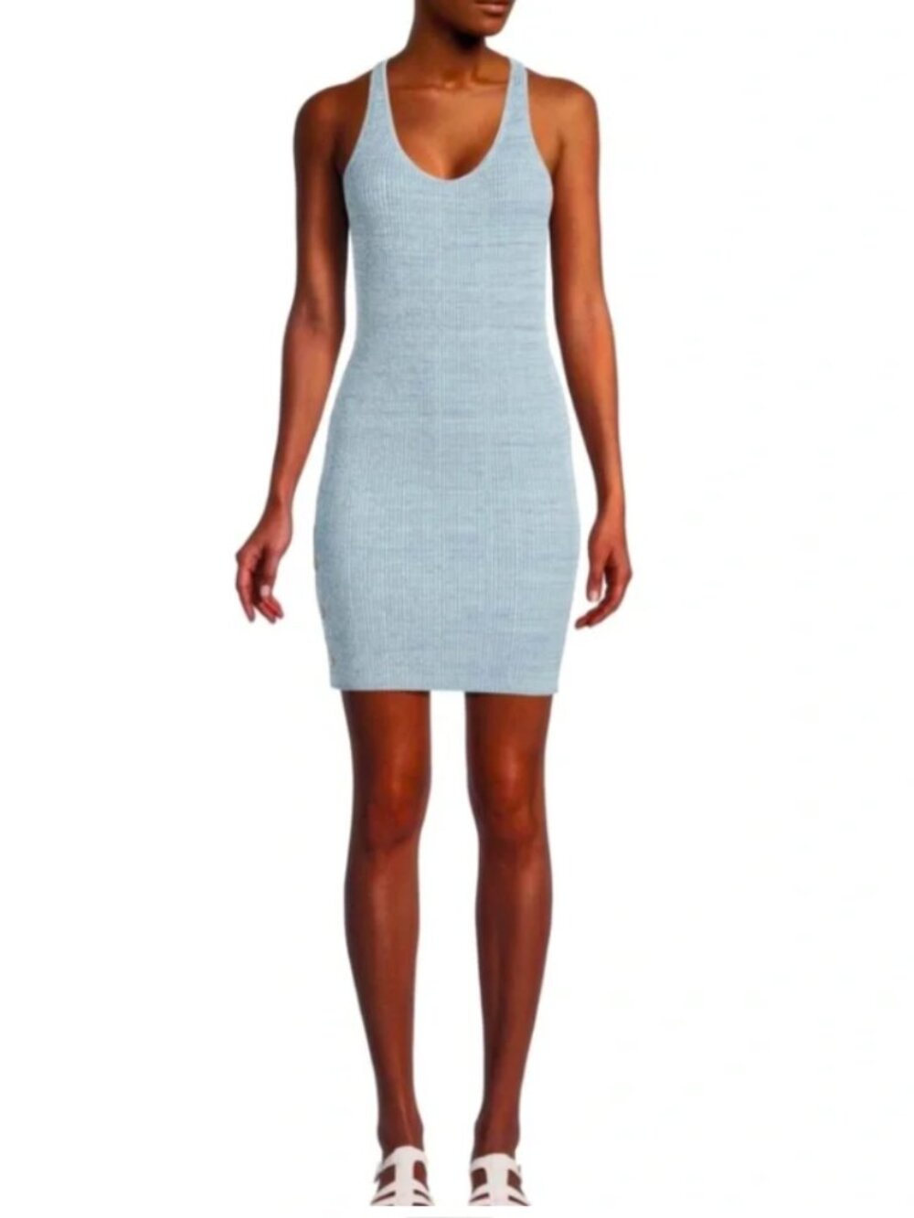 LE ORE Rimini Racerback Bodycon Mini Dress - Size Small - Blue/Gray